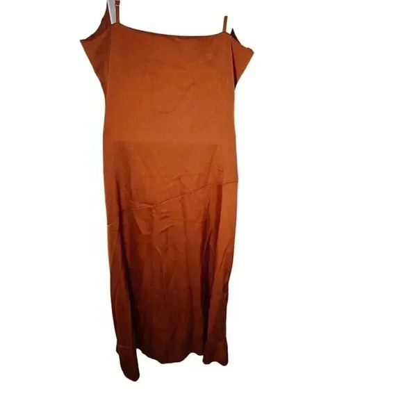 Womens Satin Drape Cowl Neck Sleeveless Strappy Cami Split Slit Party Midi Dress - Picture 9 of 16